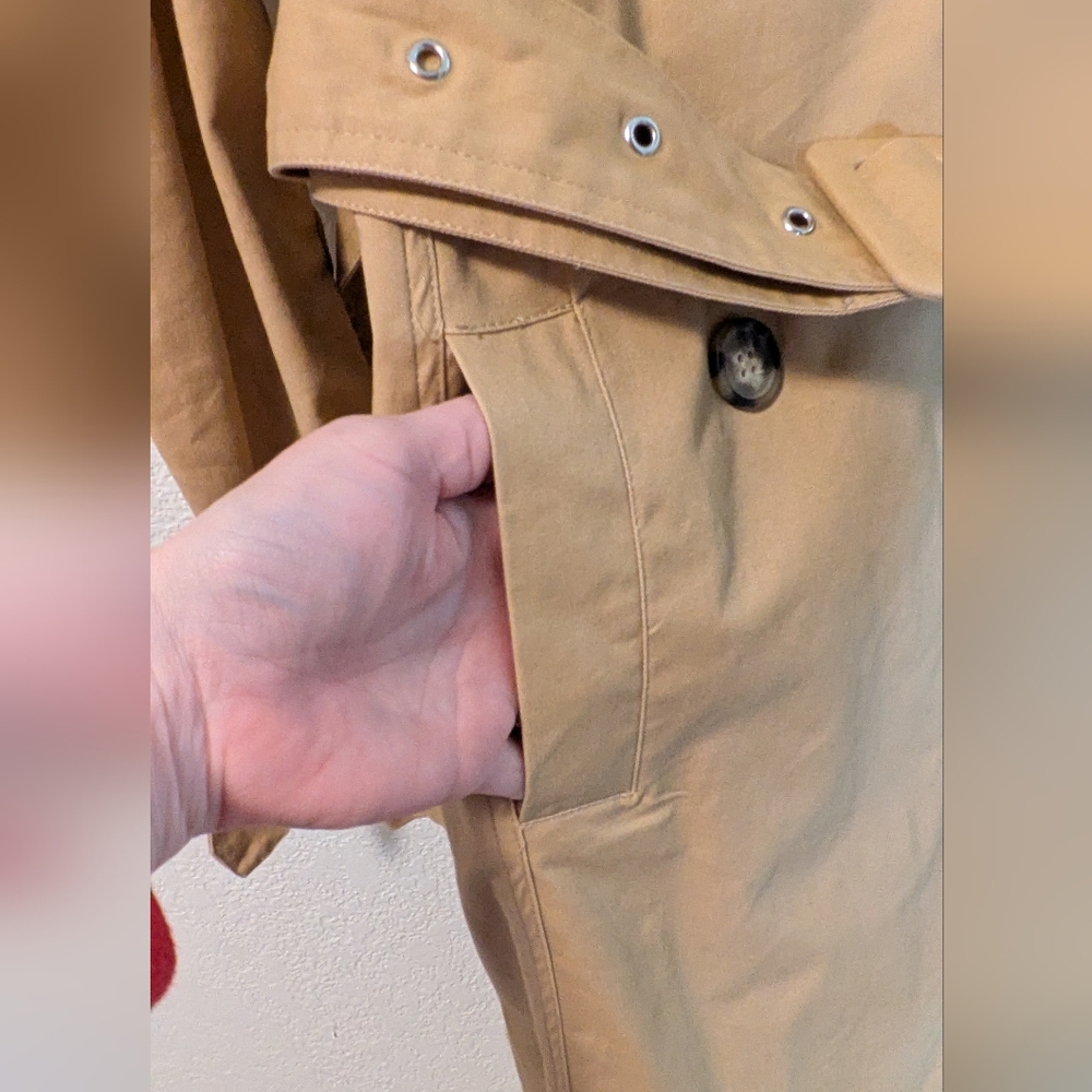 Avec Les Filles Puff Sleeve Classic Tan Trench Coat - Picture 13 of 15